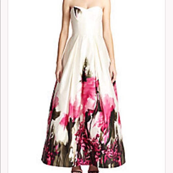 strapless floral gown